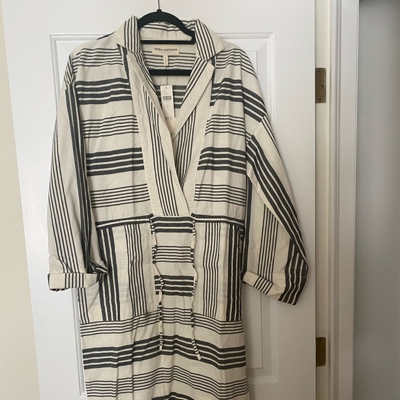 Mara  Hoffman Diega Swim Coverup cream and black stripes, Anthropologie size M - Picture 2 of 7
